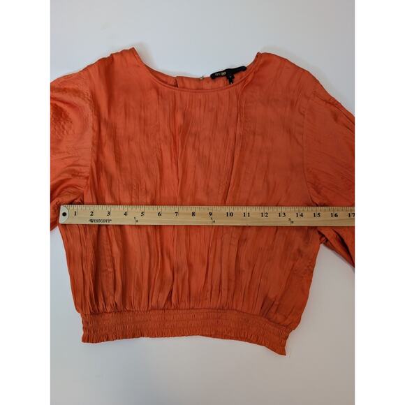 Maje Crinkle-effect satin crop top Orange Size L - Picture 10 of 15